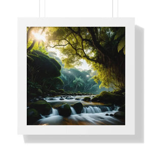 Framed Vertical Poster Cascade Waterfall Nature Art - Dipaliz - 16″ x / White - Posters Prints & Visual Artwork