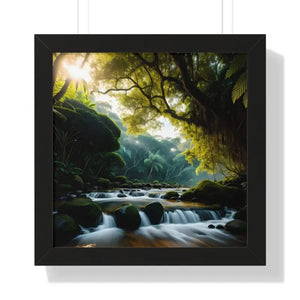 Framed Vertical Poster Cascade Waterfall Nature Art - Dipaliz - 16″ x / Black - Posters Prints & Visual Artwork