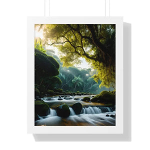 Framed Vertical Poster Cascade Waterfall Nature Art - Dipaliz - 16″ x 20″ / White - Posters Prints & Visual Artwork