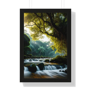 Framed Vertical Poster Cascade Waterfall Nature Art - Dipaliz - 16″ x 24″ / Black - Posters Prints & Visual Artwork