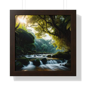 Framed Vertical Poster Cascade Waterfall Nature Art - Dipaliz - 16″ x / Walnut - Posters Prints & Visual Artwork