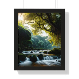 Framed Vertical Poster Cascade Waterfall Nature Art - Dipaliz - 16″ x 20″ / Black - Posters Prints & Visual Artwork