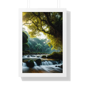 Framed Vertical Poster Cascade Waterfall Nature Art - Dipaliz - 16″ x 24″ / White - Posters Prints & Visual Artwork