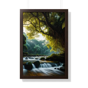 Framed Vertical Poster Cascade Waterfall Nature Art - Dipaliz - 20’’ x 30’’ / Walnut - Posters Prints & Visual Artwork