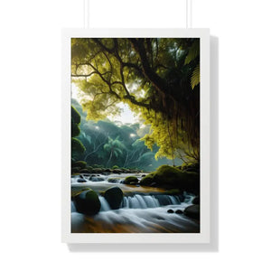 Framed Vertical Poster Cascade Waterfall Nature Art - Dipaliz - 20’’ x 30’’ / White - Posters Prints & Visual Artwork