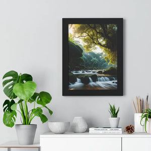Framed Vertical Poster Cascade Waterfall Nature Art - Dipaliz - Posters Prints & Visual Artwork