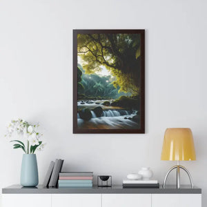 Framed Vertical Poster Cascade Waterfall Nature Art - Dipaliz - Posters Prints & Visual Artwork