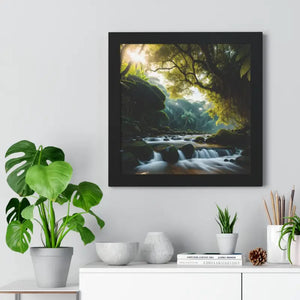 Framed Vertical Poster Cascade Waterfall Nature Art - Dipaliz - Posters Prints & Visual Artwork