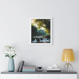 Framed Vertical Poster Cascade Waterfall Nature Art - Dipaliz - Posters Prints & Visual Artwork