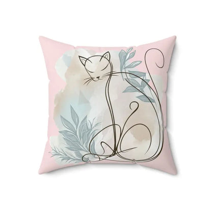 Cozy Cat Comfort: Purrfectly Plush Polyester Square Pillow - 18’’ × Home Decor