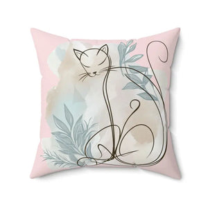 Spun Polyester Square Pillow - Plush Cat Design - Dipaliz - 20’’ × - Throw Pillows