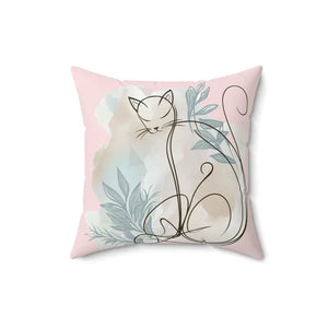 Spun Polyester Square Pillow - Plush Cat Design - Dipaliz - Throw Pillows