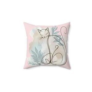 Spun Polyester Square Pillow - Plush Cat Design - Dipaliz - Throw Pillows