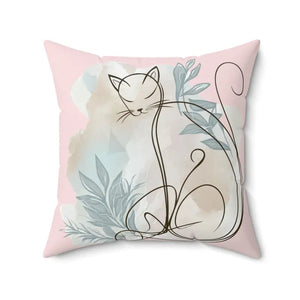 Spun Polyester Square Pillow - Plush Cat Design - Dipaliz - Throw Pillows