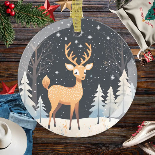 Enchanting Christmas Reindeer Glass Ornaments for All Occasions - 50 Pcs / Round / one Size Home Decor