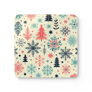 Festive Christmas Snowflake Corkwood Coaster Set - Dipaliz - Cork / 3.75’’ × / Square - Coasters