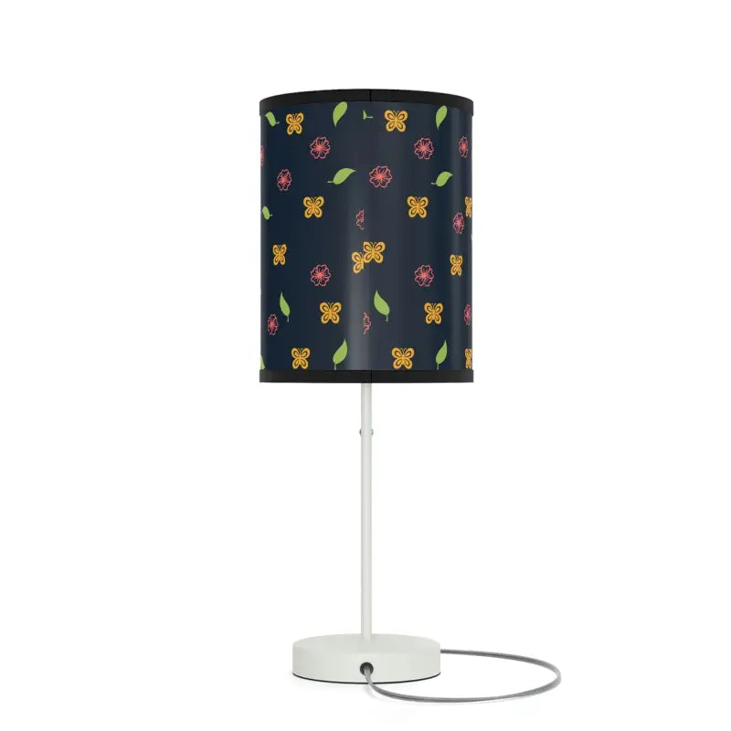 Enchanting Blue Floral Steel Lamp with Butterflies - Home Decor