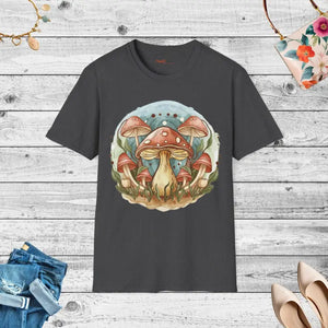 Enchanting Forest Fungi Softstyle t Shirt - Comfort Tee - Dipaliz - Dark Heather / s - T-shirts