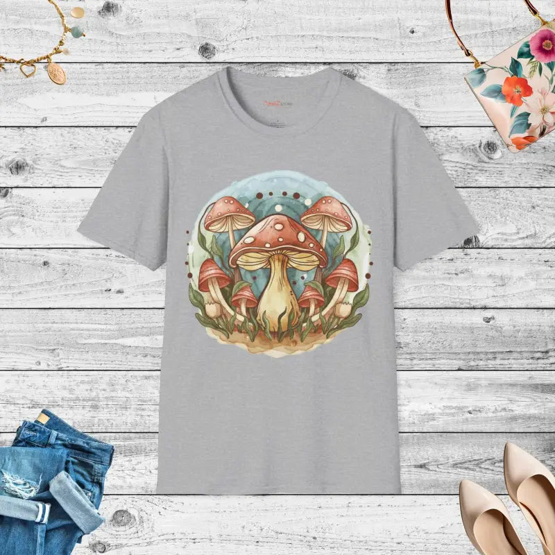 Discover the Enchanting Forest Fungi Softstyle T-shirt - Sport Grey / s T-shirt