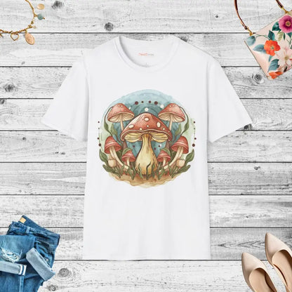 Discover the Enchanting Forest Fungi Softstyle T-shirt - White / s T-shirt