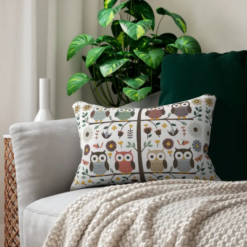 Enchant your Space with a Cozy Owl Lumbar Pillow - 20’’ × 14’’ Home Decor