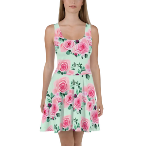 Skater Dress Pink Pastel Rose Flowers Enchanted Twirl Dipaliz - Xs - Dresses