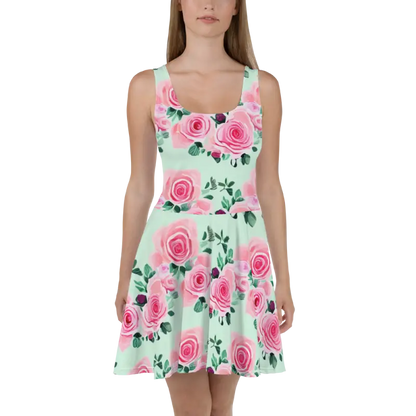 Twirl in Style with Pink Pastel Rose Skater Dress Enchantment - Xs Dresses