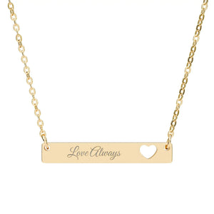 Personalized Cutout Heart Bar Necklace - Steel - Dipaliz - Necklaces
