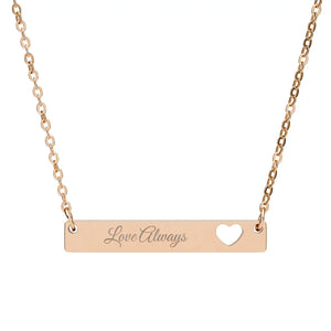 Personalized Cutout Heart Bar Necklace - Steel - Dipaliz - Necklaces