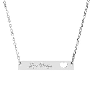 Personalized Cutout Heart Bar Necklace - Steel - Dipaliz - Necklaces