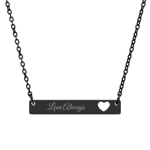 Personalized Cutout Heart Bar Necklace - Steel - Dipaliz - Necklaces