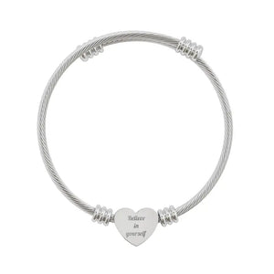 Accessories - Heart Cuff Bracelet - Engravable Sparkle - Dipaliz one Size / Stainless Steel (no Coating)