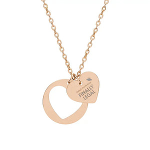 Accessories - Heart Cutout Necklace - Engravable Sterling Steel - Dipaliz one Size / 18k Rose Gold Pvd Coating