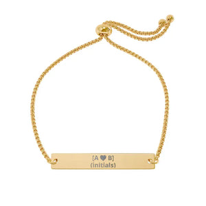 Accessories - Engraved Bar Bracelet with Initials - Dipaliz 18k Gold Pvd Coating / one Size