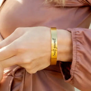 Engraved Cuff Bracelet Gold Motivational Bangle Trust Yourself Dipaliz - one Size / 18k Pvd Coating - Bracelets