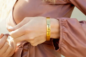 Engraved Cuff Bracelet Gold Motivational Bangle Trust Yourself Dipaliz - one Size / 18k Pvd Coating - Bracelets