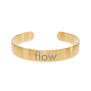 Engraved Flow Gold Cuff Bracelet Minimalist Style - Dipaliz - one Size / 18k Pvd Coating - Bracelets