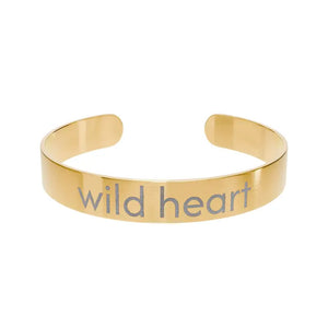 Accessories - Wild Heart Engraved Gold Cuff Bracelet - Daily Inspiration - Dipaliz one Size / 18k Pvd Coating