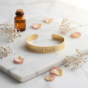 DipaliZ Wild Heart Engraved Gold Cuff Stainless Steel