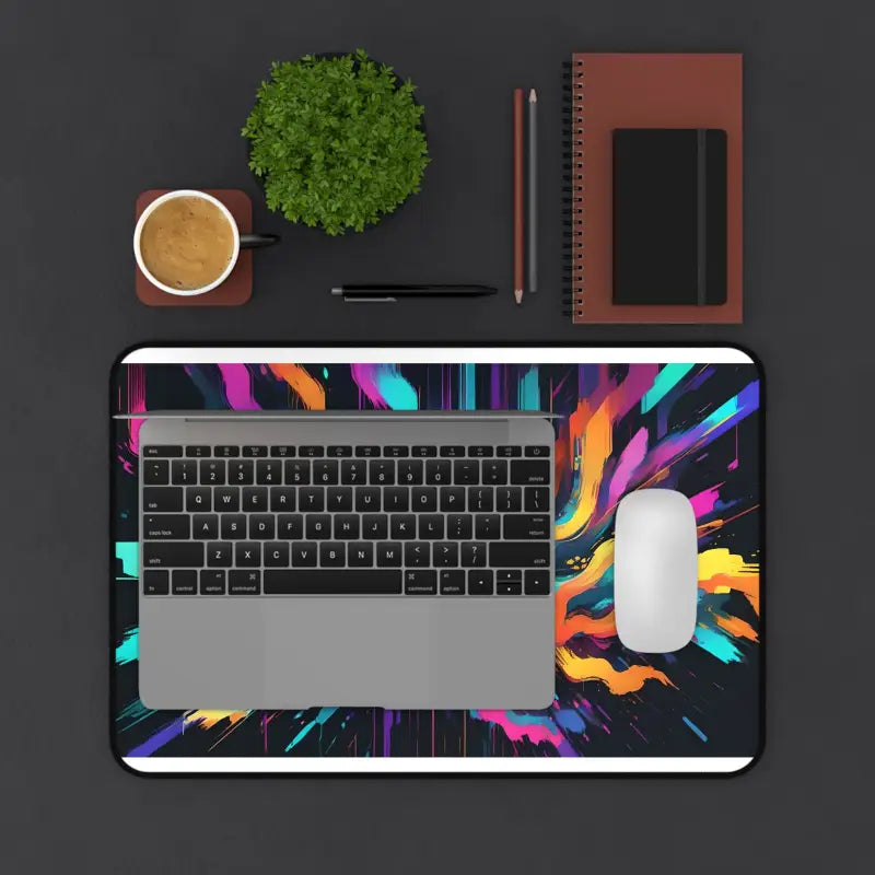 Elevate your Desk with a Vibrant Digital Glitch Art Mat - 12’’ × 18’’ Computer Accessories