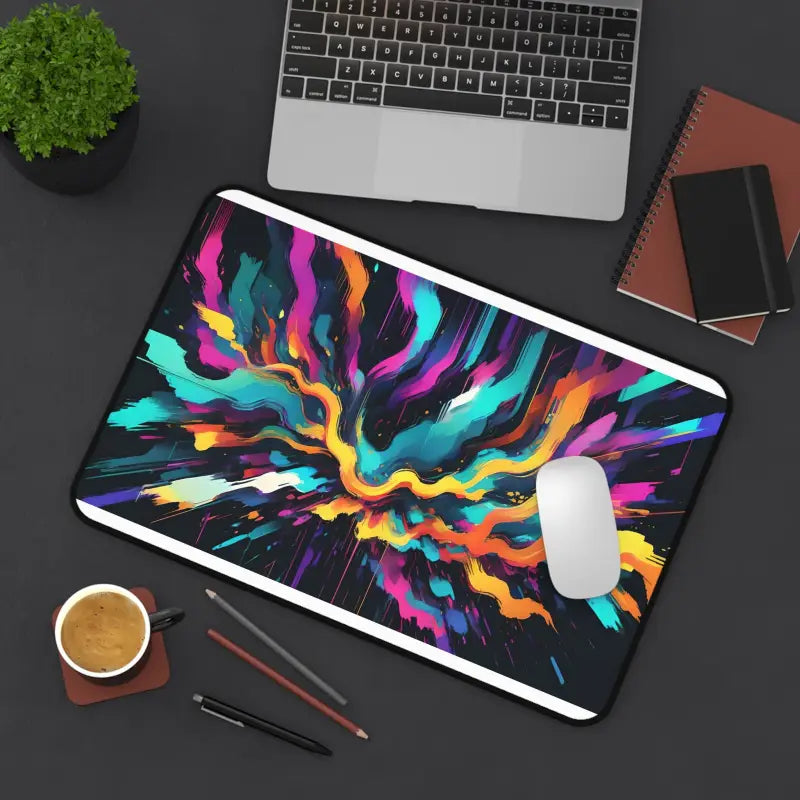 Elevate your Desk with a Vibrant Digital Glitch Art Mat - Computer Accessories