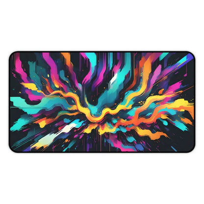 Elevate your Desk with a Vibrant Digital Glitch Art Mat - Computer Accessories