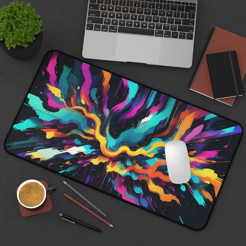 Elevate your Desk with a Vibrant Digital Glitch Art Mat - Computer Accessories