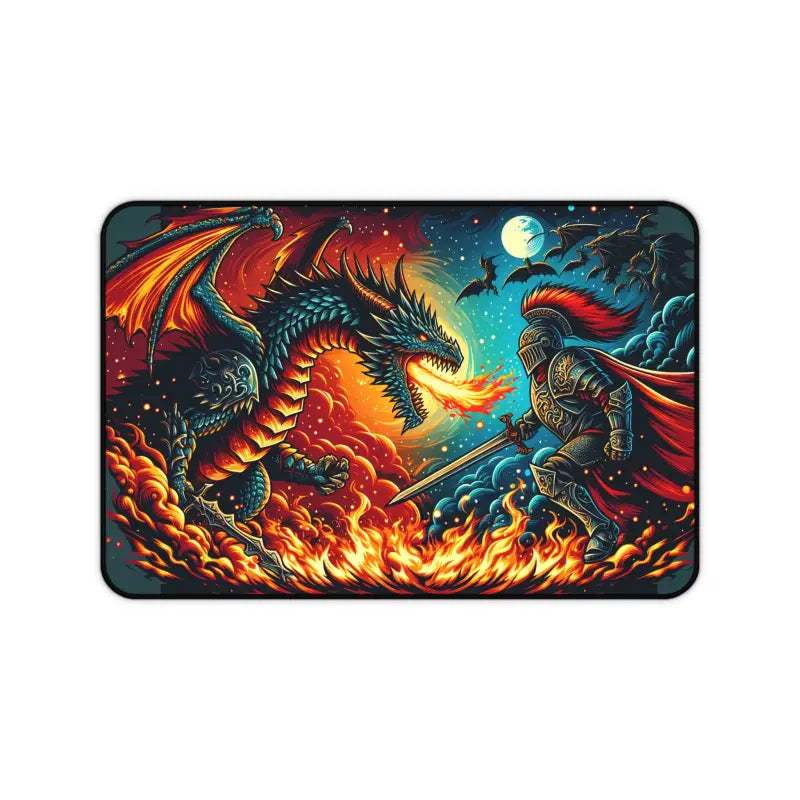 Epic Dragon and Warrior Battle Desk Mat for Intense Gaming - 12’’ × 18’’ Computer Accessories