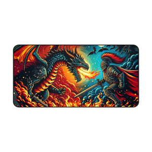 Battle Desk Mat Epic Dragon Warrior Battleground Design Dipaliz - 15.5’’ × 31’’ - Workstation & Cubicle Accessories
