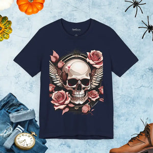 Ghoulish Skulls Unisex Jersey Short Sleeve Halloween Tee - Dipaliz - Navy / s - T-shirts