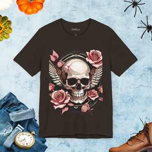 Ghoulish Skulls Unisex Jersey Short Sleeve Halloween Tee - Dipaliz - Brown / s - T-shirts