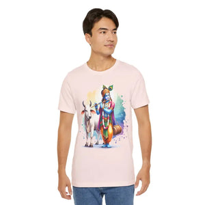 Epic Krishna Flute Tee - Unisex Jersey Short Sleeve Rock Style - Dipaliz - Soft Pink / s - T-shirts