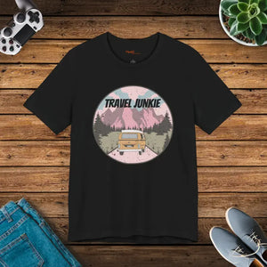 Travel Junkie T-shirt - Adventure Outdoors Gear - Dipaliz - Black / s - T-shirts