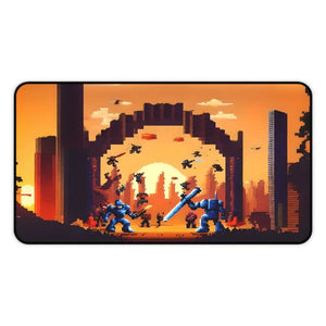 Computer Accessories - Epic Pixelated Battle Scene Desk Mat - Gaming Workspace - Dipaliz